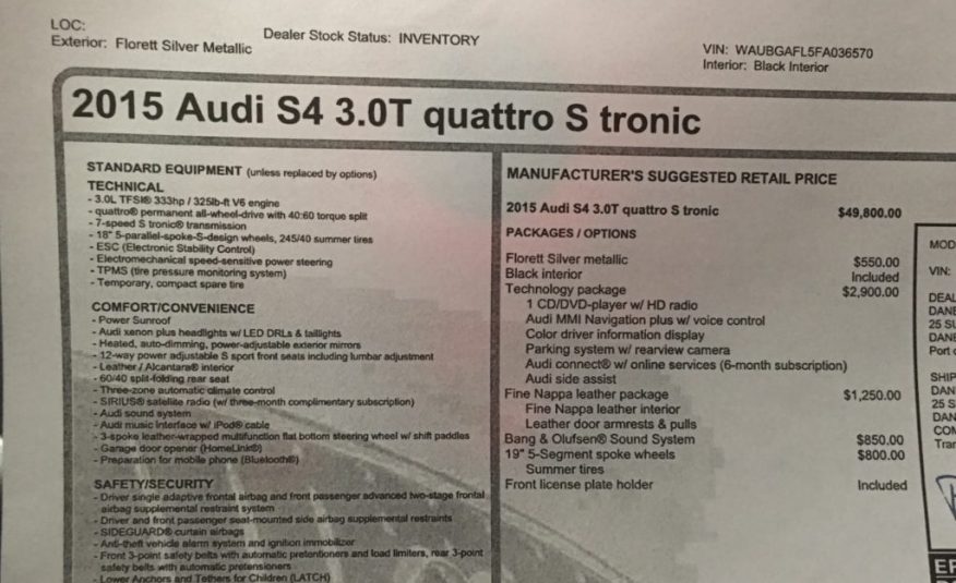 2015 Audi S4 Premium Plus quattro 7A