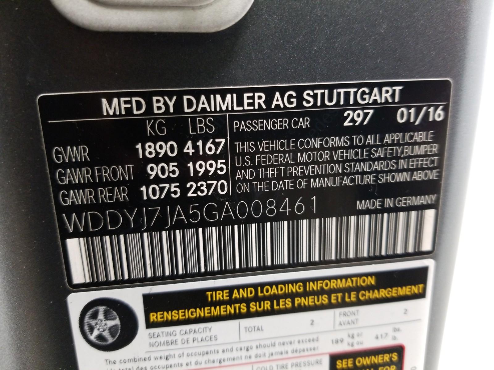 2016 Mercedes-Benz AMG GT S