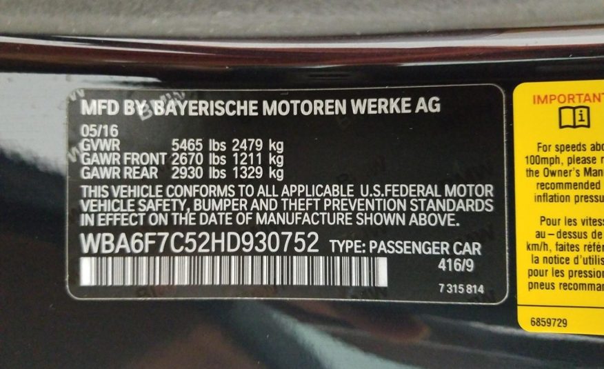 2017 BMW 650I XDR CNV 650IX MSPT