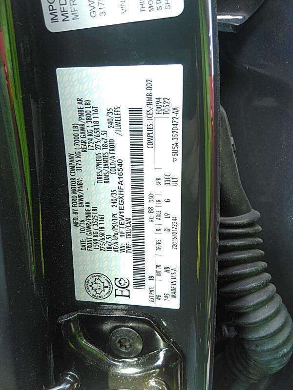 2017 Ford F150 4X4 CR LARIAT