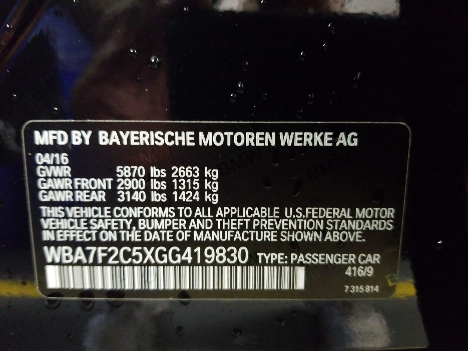 2016 BMW 750I XDRIVE 750IX MSPT