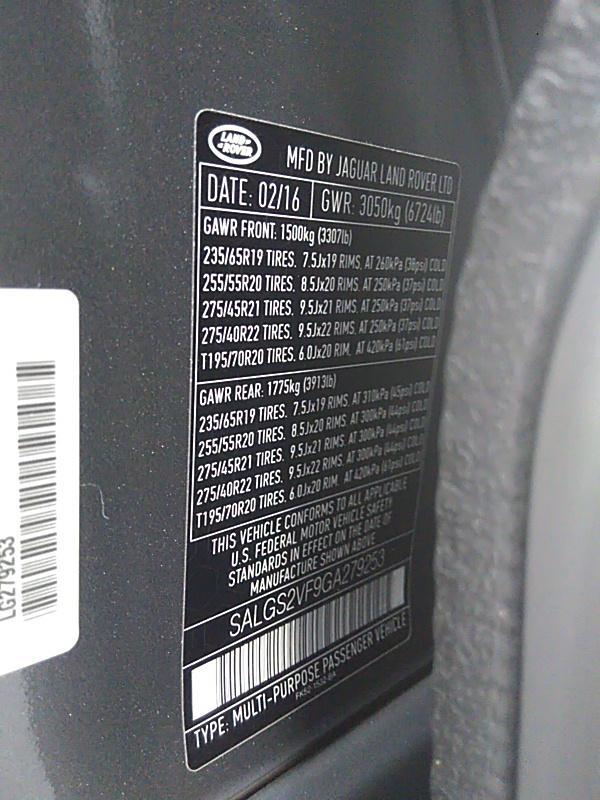 2016 Land Rover RANGE ROVER V6 HSE