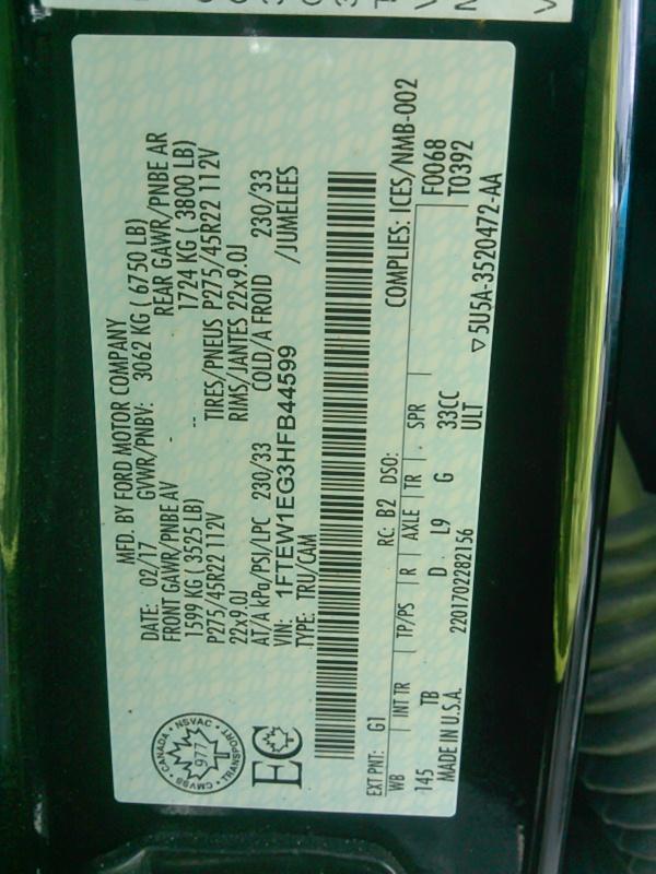 2017 Ford F150 4X4 CR LIMITED