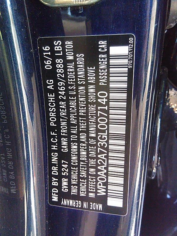 2016 Porsche PANAMERA 4X2 V6 2WD EDIT