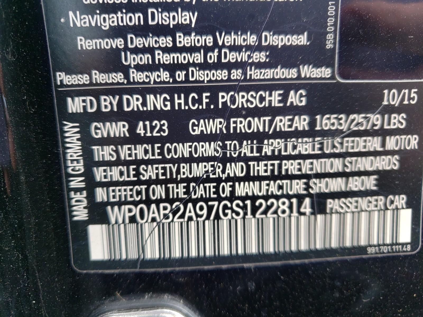 2016 Porsche 911 4X2 6C 2WD GTS