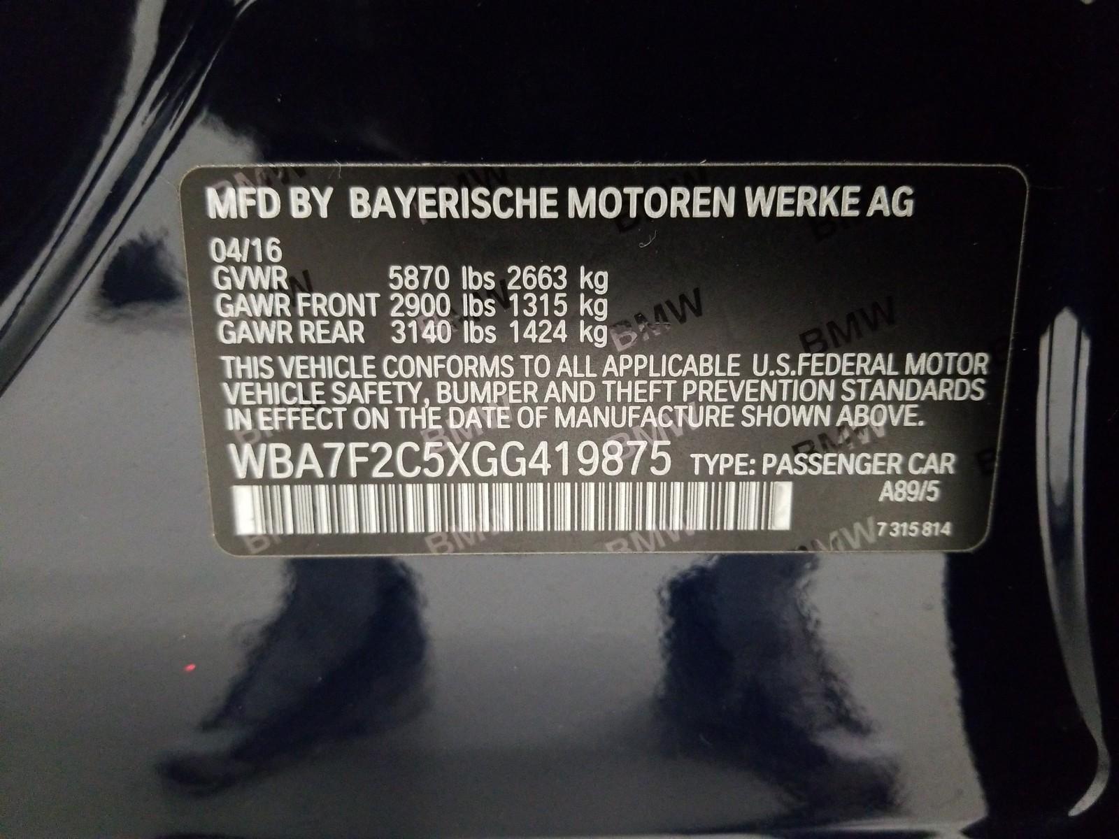 2016 BMW 750I XDRIVE 750I XDRIV