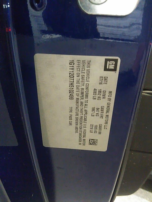 2017 Chevrolet CORVETTE GRN SPT3LT