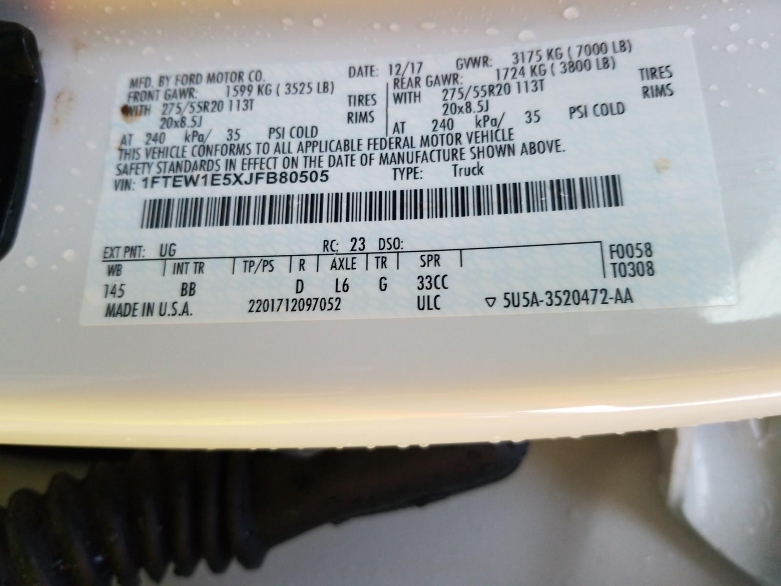 2018 Ford F150 4X4 CR PLATINUM