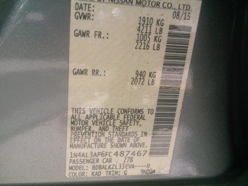 2015 Nissan ALTIMA SEDAN 2. 2.5 SV