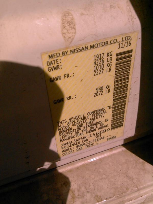 2017 Nissan ALTIMA 4C 2.5 SV