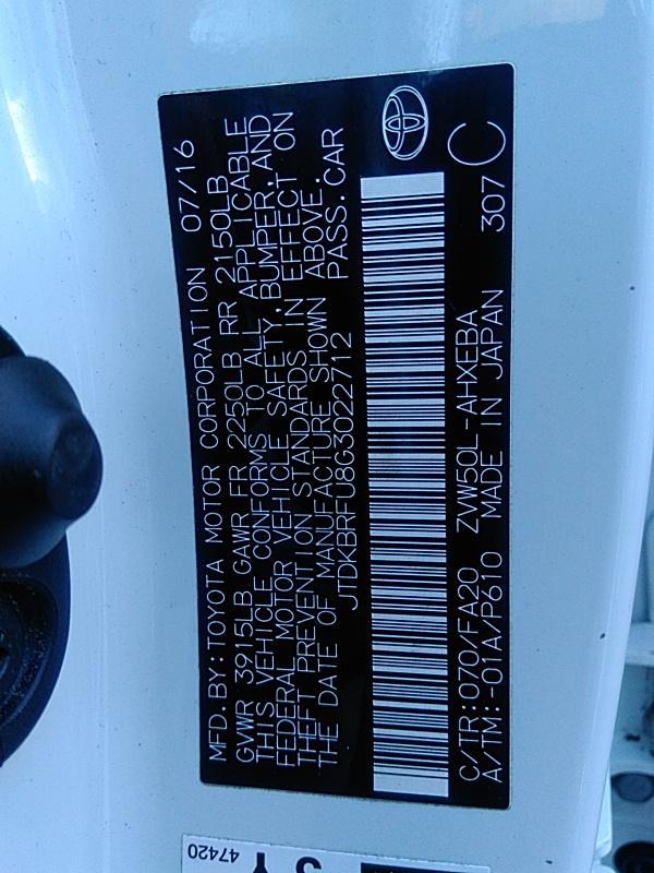 2016 Toyota PRIUS TWO