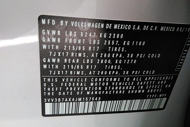 2018 Volkswagen TIGUAN FWD SE