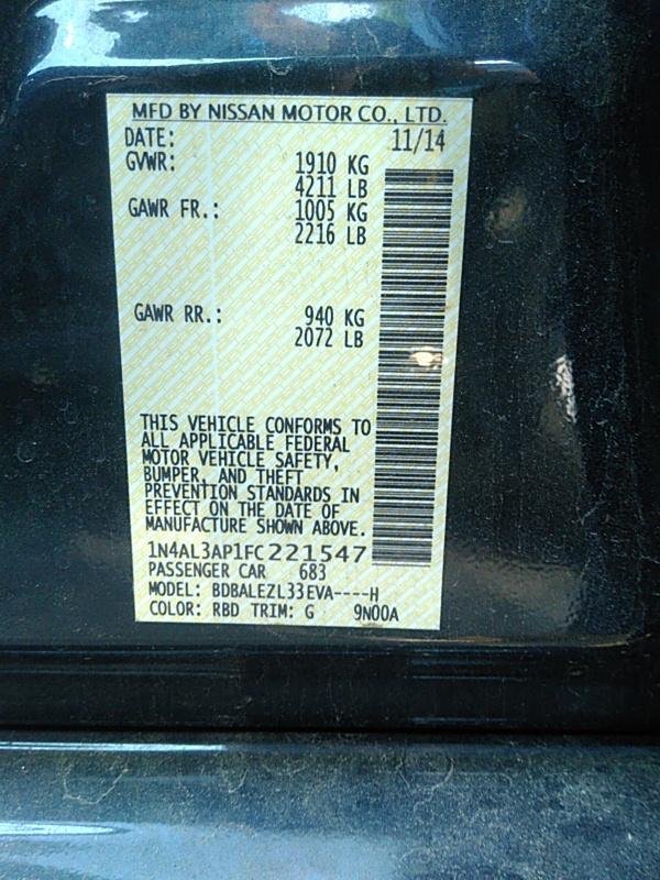 2015 Nissan ALTIMA 4C 2.5 S