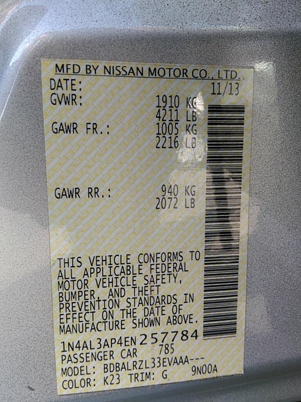 2014 Nissan ALTIMA 4C 2.5 S