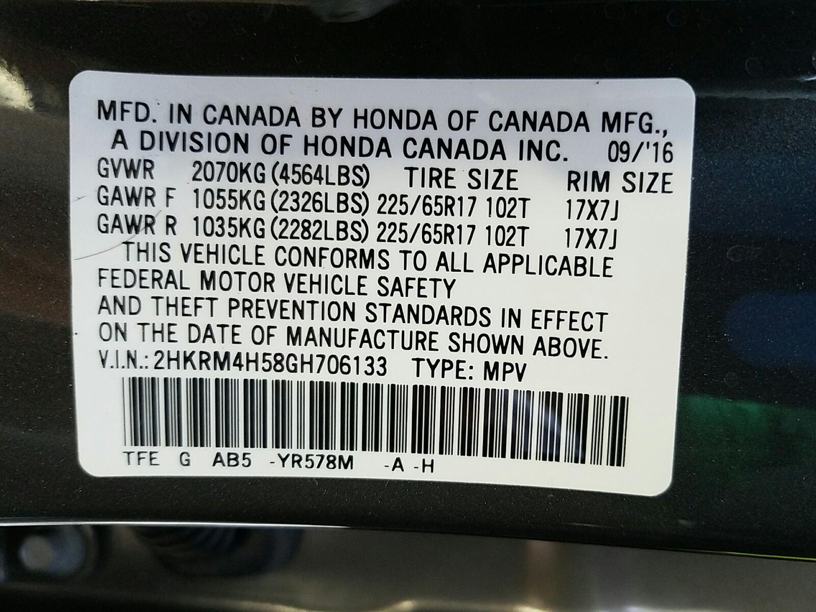 2016 Honda CR-V AWD EX