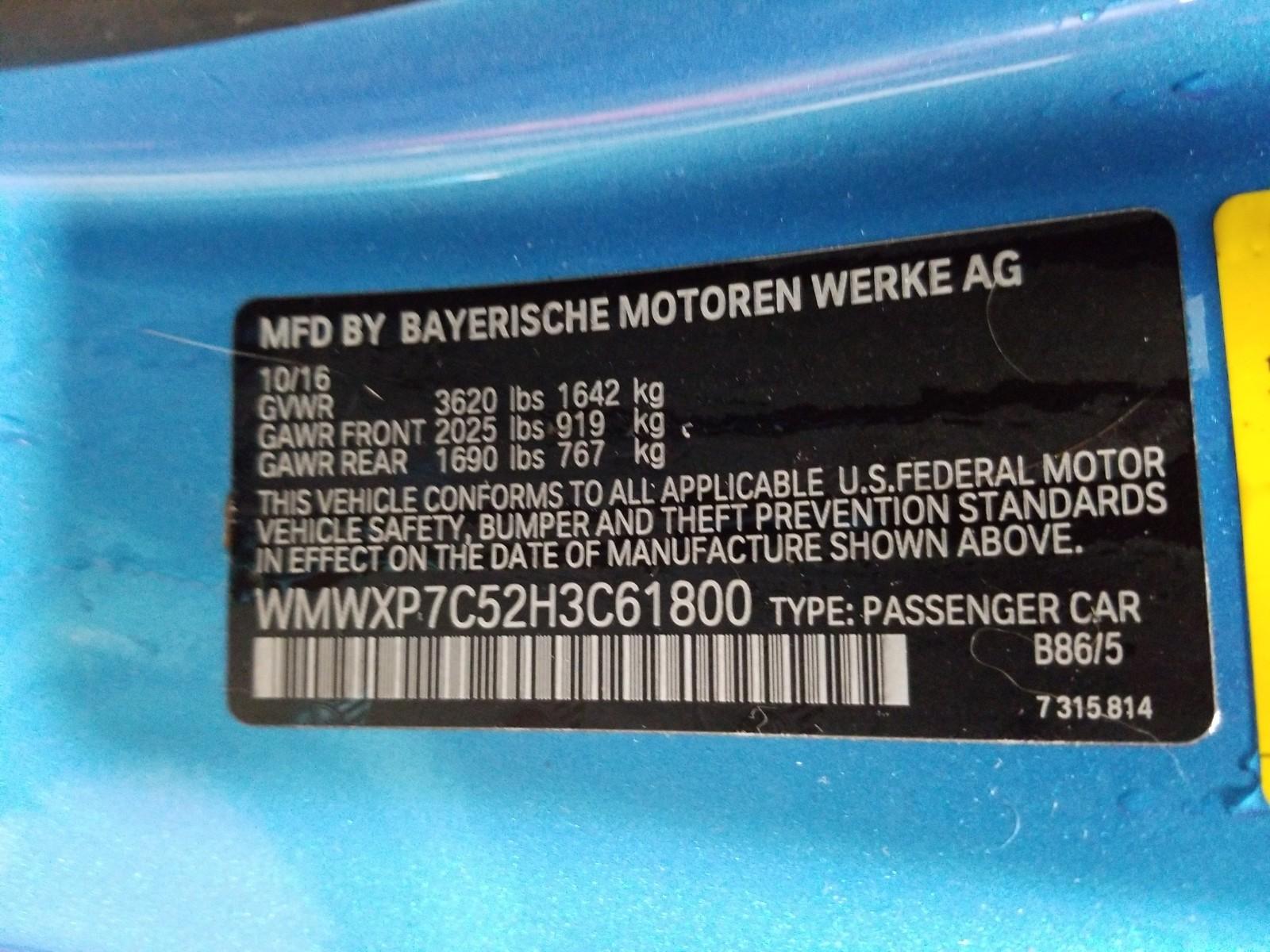 2017 MINI COOPER 4C S