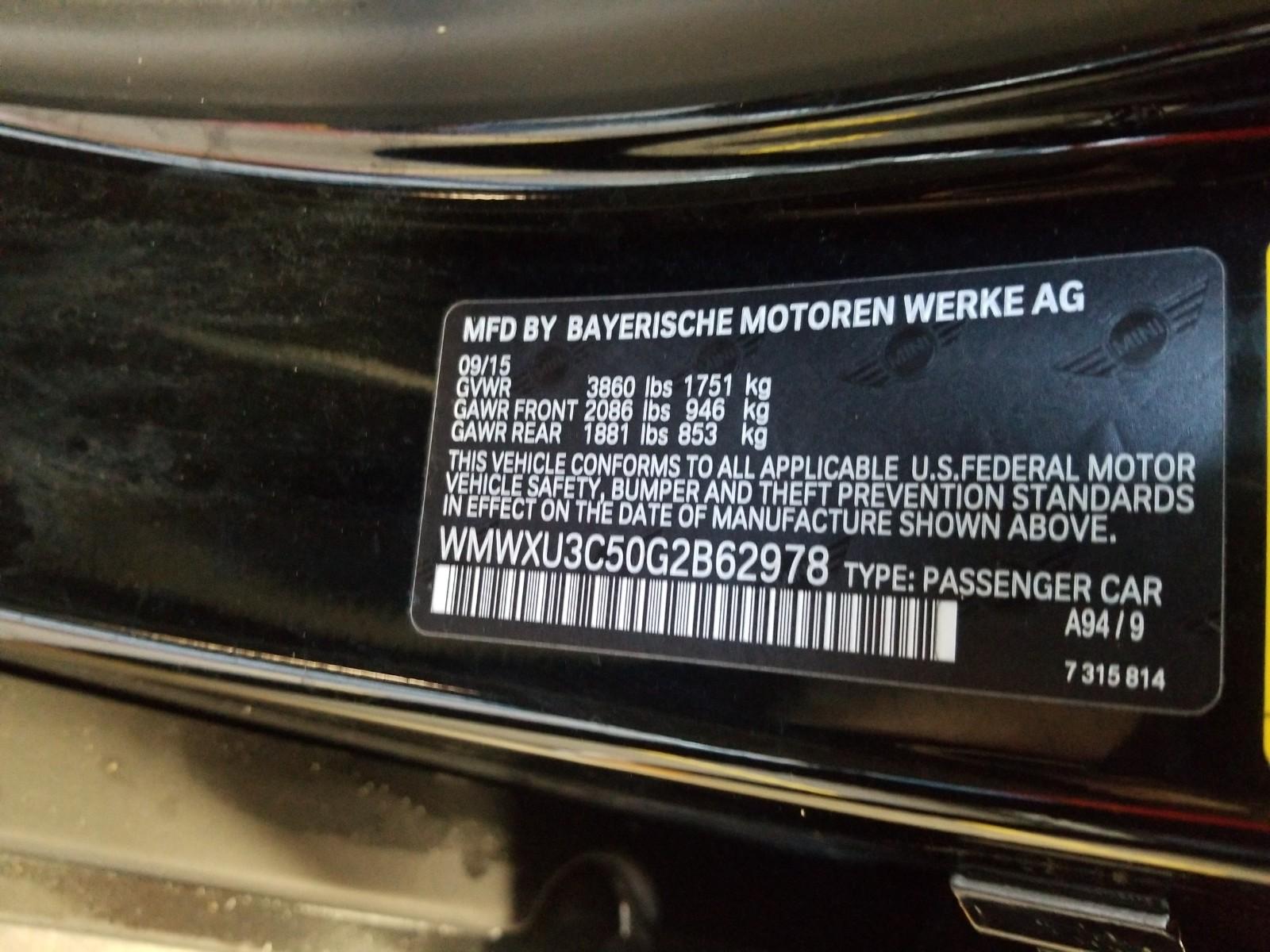 2016 MINI COOPER 4C S