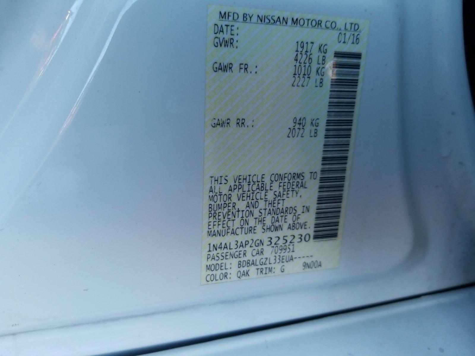 2016 Nissan ALTIMA 4C 2.5 S