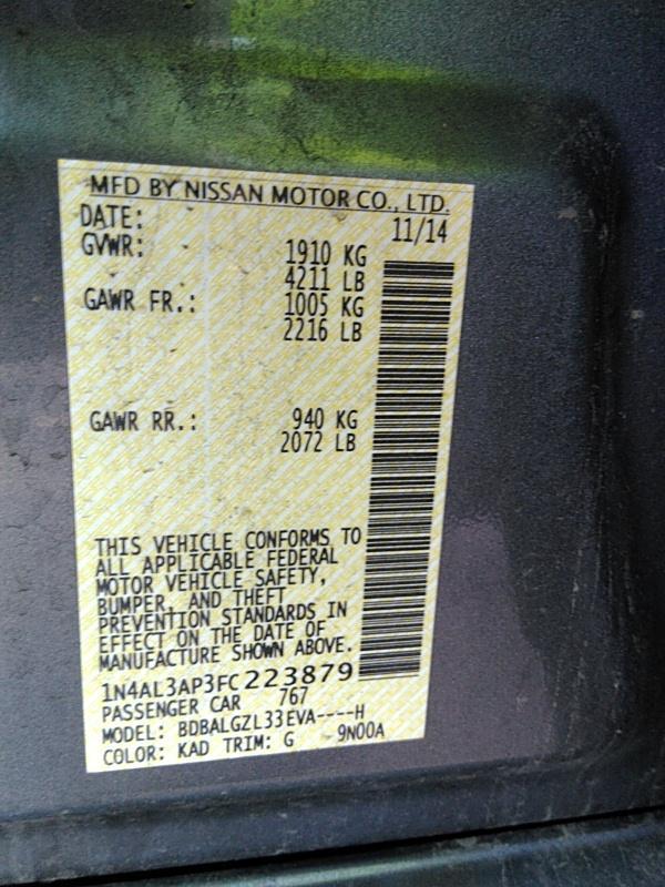 2015 Nissan ALTIMA 4C 2.5 S