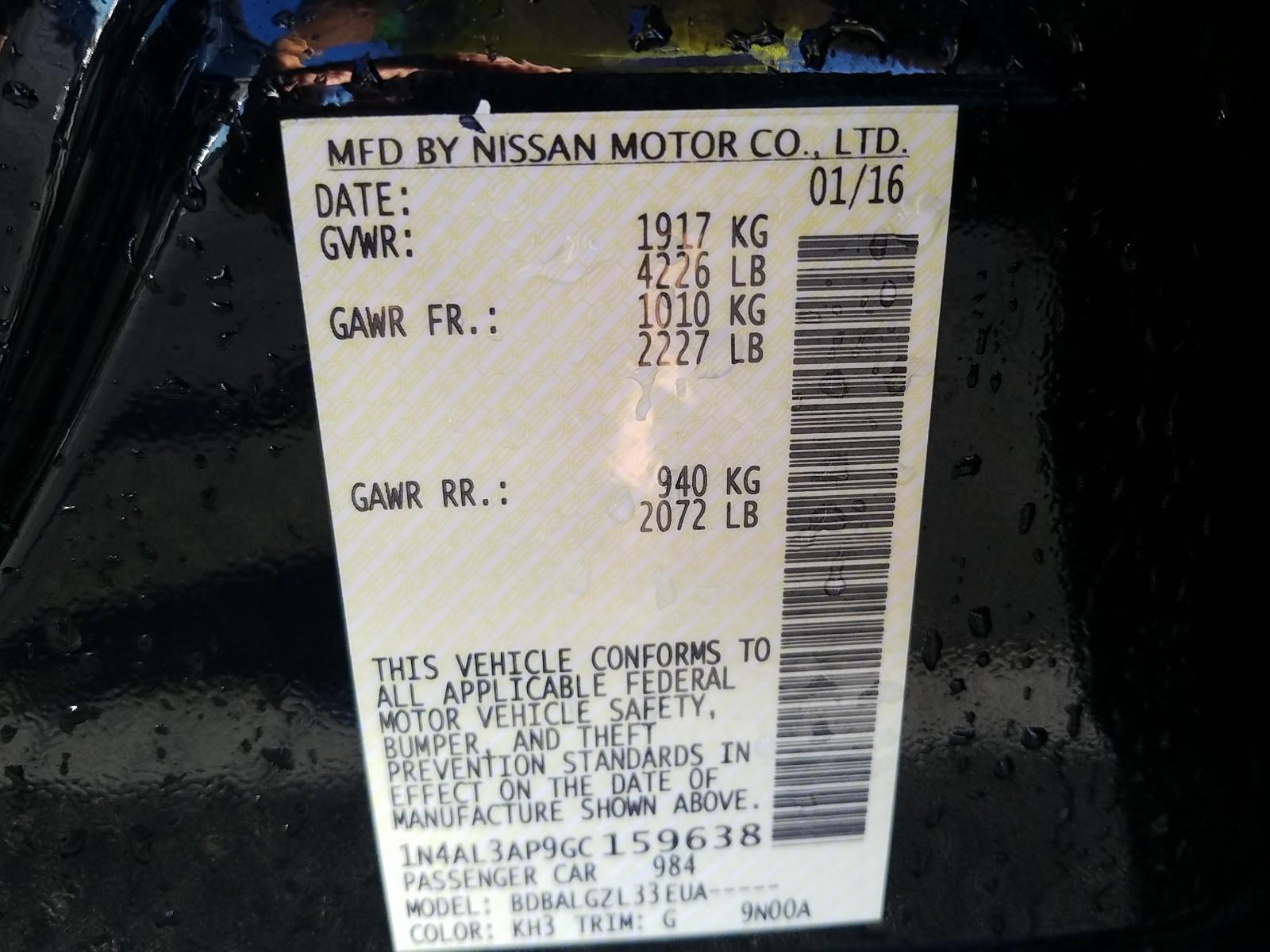 2016 Nissan ALTIMA 4C 2.5 S