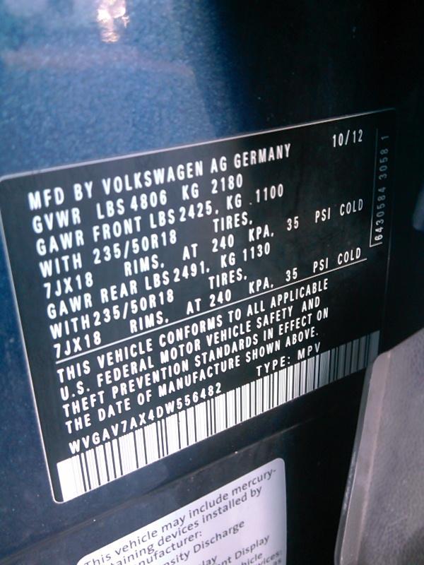 2013 Volkswagen TIGUAN FWD SE