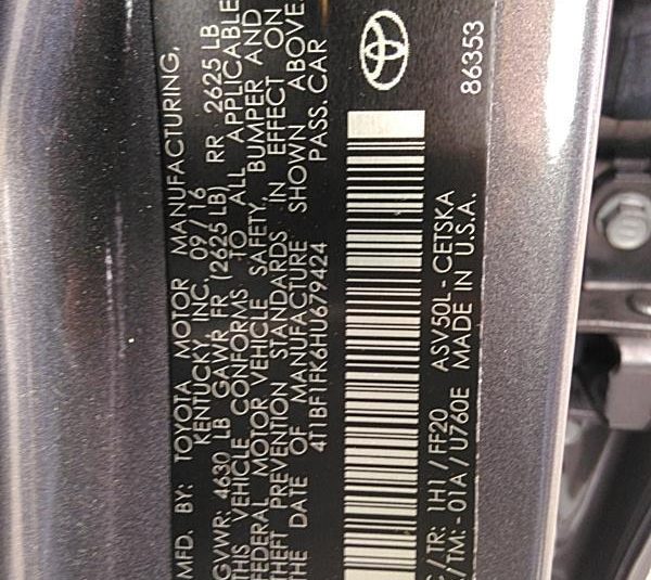 2017 Toyota CAMRY 4C SE