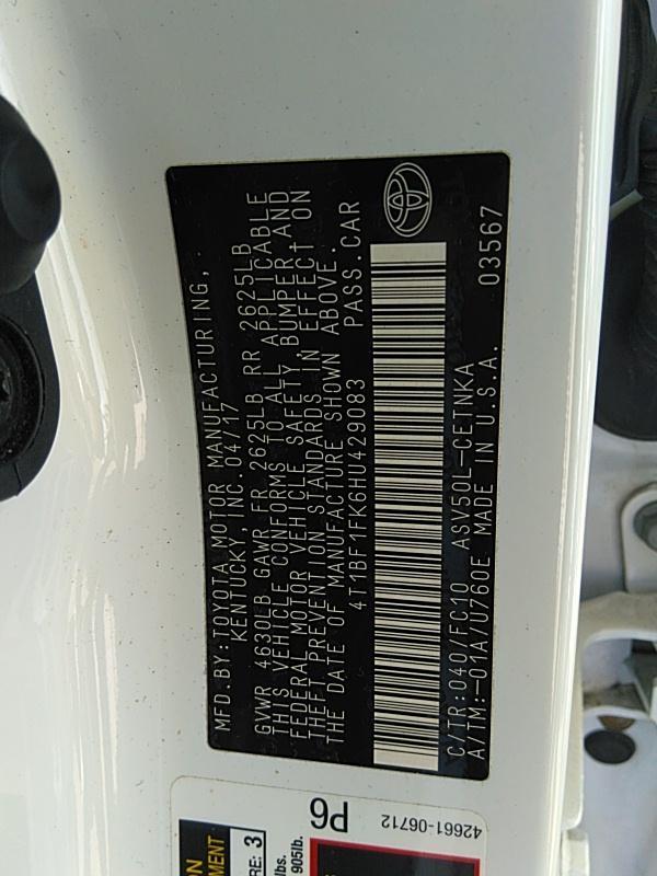 2017 Toyota CAMRY 4C LE