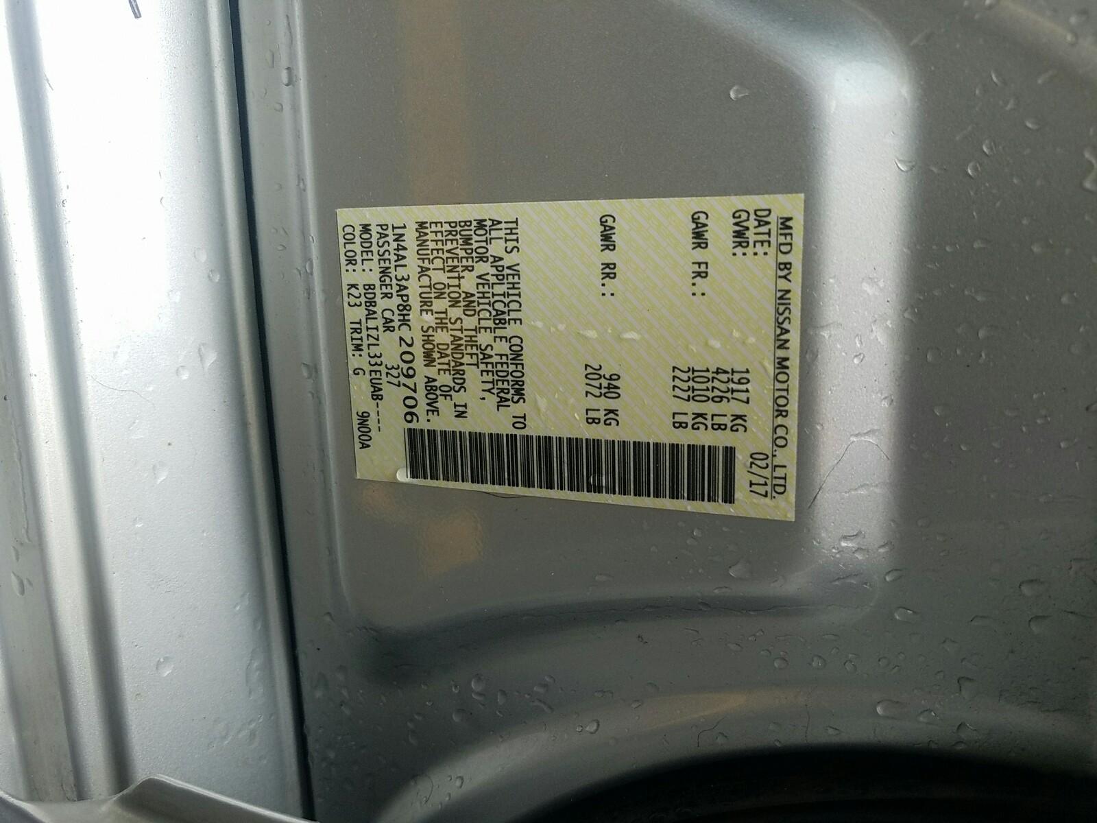 2017 Nissan ALTIMA 4C 2.5 SV