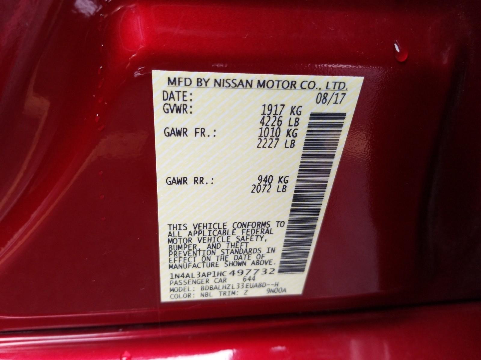 2017 Nissan ALTIMA 4C 2.5 SR