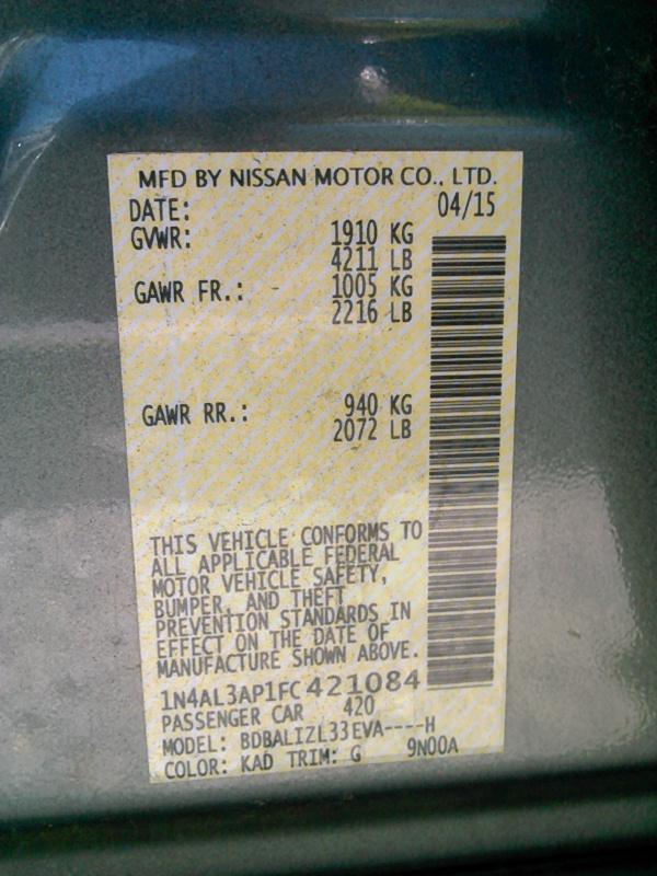 2015 Nissan ALTIMA 4C 2.5 SV