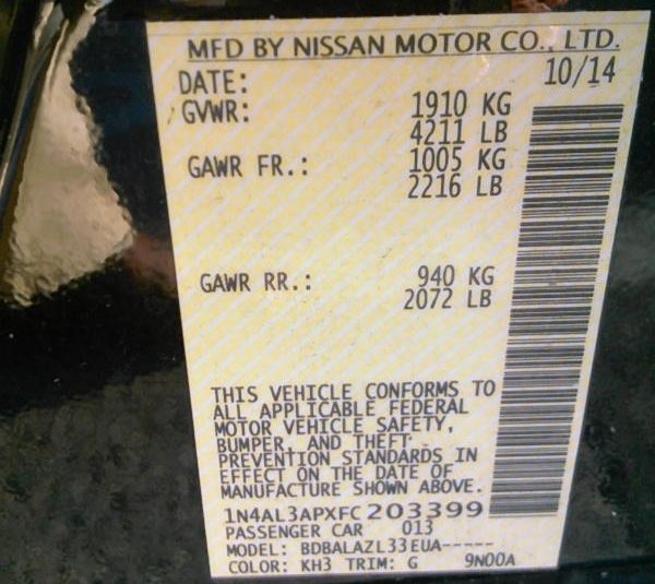 2015 Nissan ALTIMA SEDAN 2. 2.5