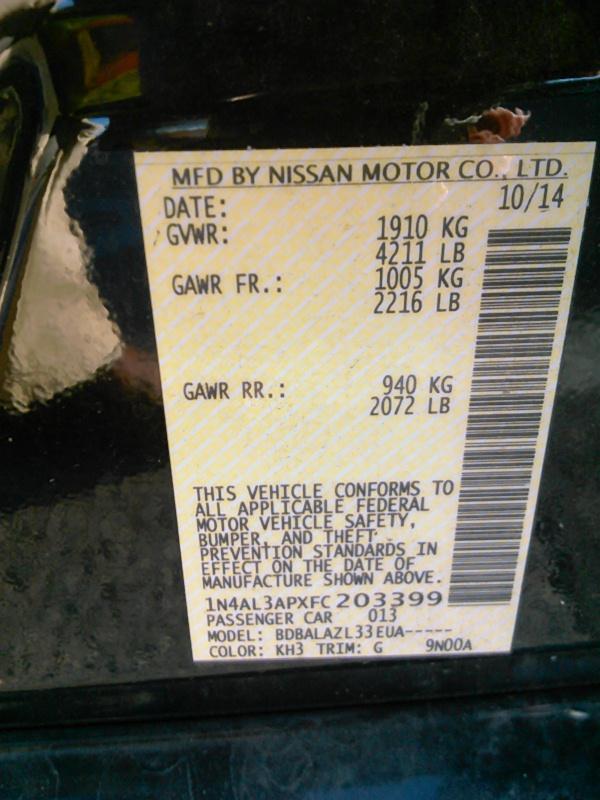 2015 Nissan ALTIMA SEDAN 2. 2.5