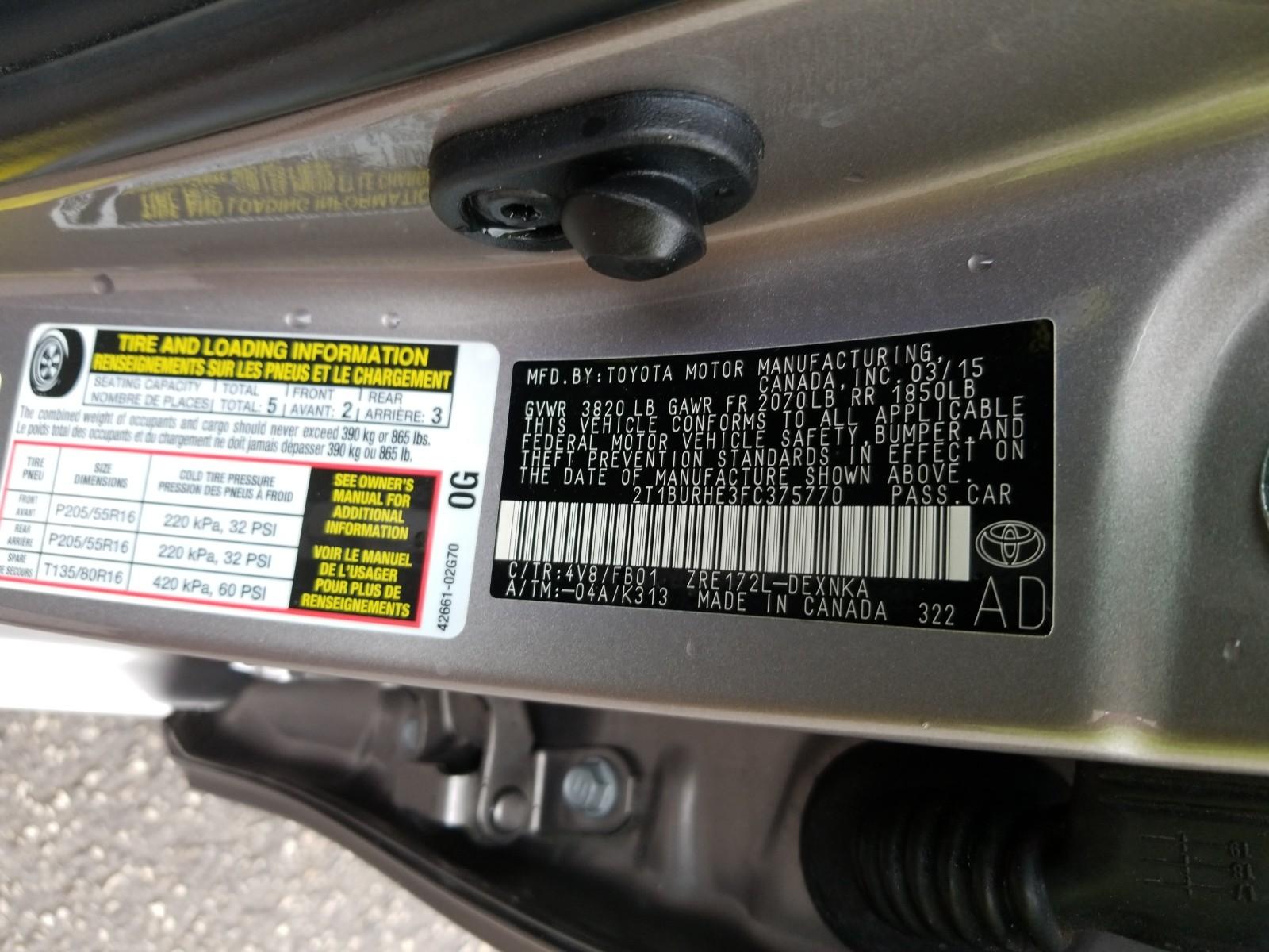 2015 Toyota COROLLA LE