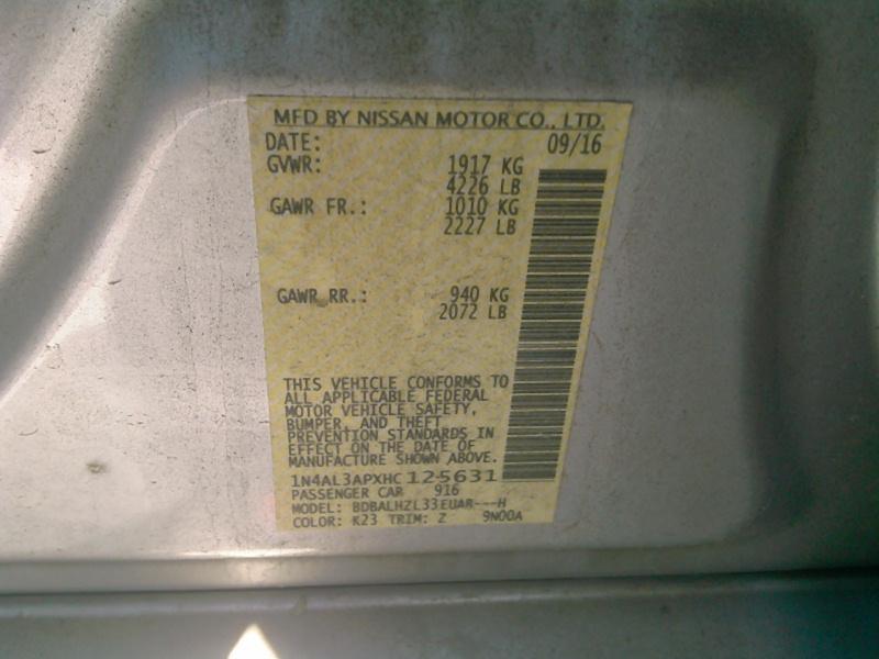 2017 Nissan ALTIMA SEDAN 2. 2.5 SR