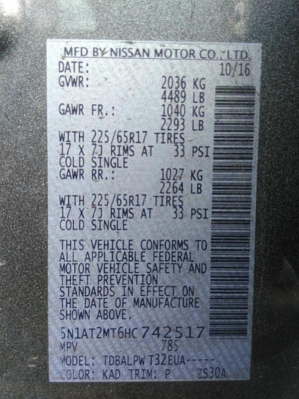 2017 Nissan ROGUE FWD 4C S