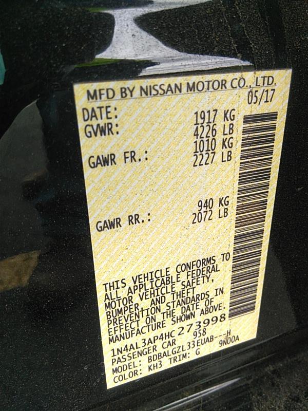 2017 Nissan ALTIMA 4C 2.5 S