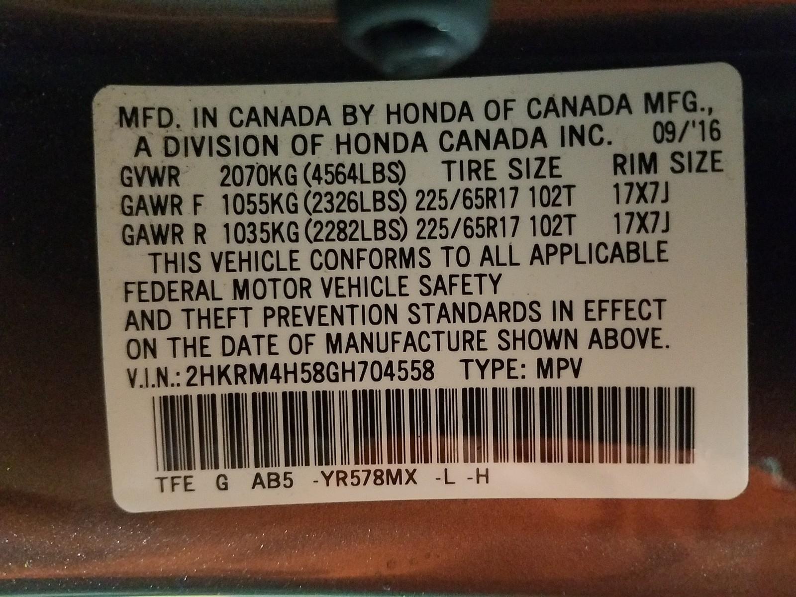 2016 Honda CR-V AWD EX