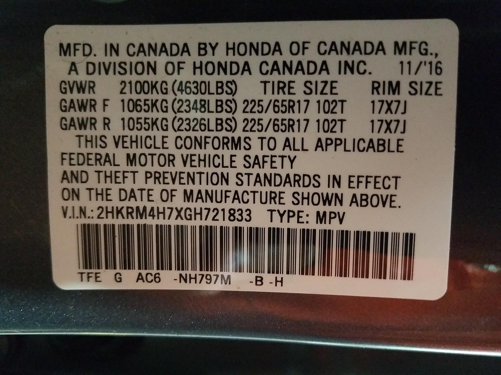 2016 Honda CR-V AWD EX-L