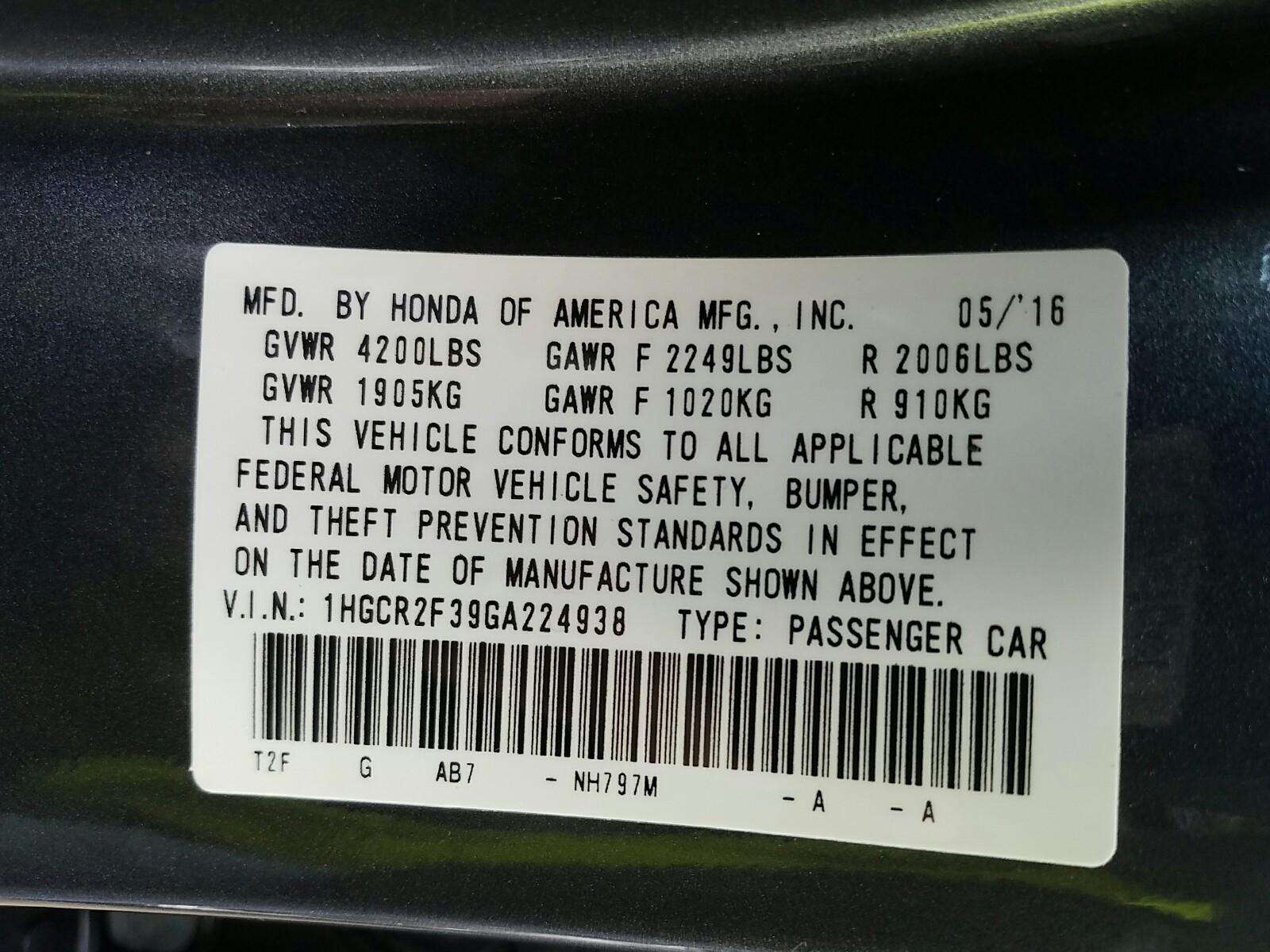 2016 Honda ACCORD 4C LX