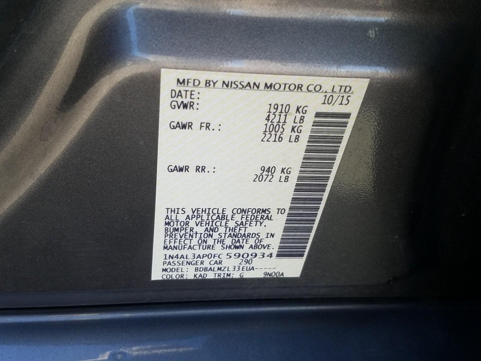 2015 Nissan ALTIMA 4C 2.5 SV