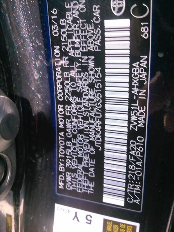 2016 Toyota PRIUS THREE