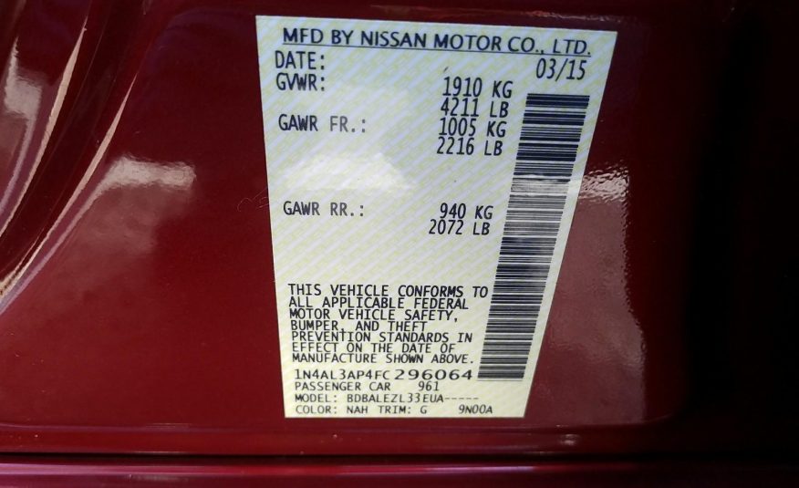 2015 Nissan ALTIMA 4C 2.5 S