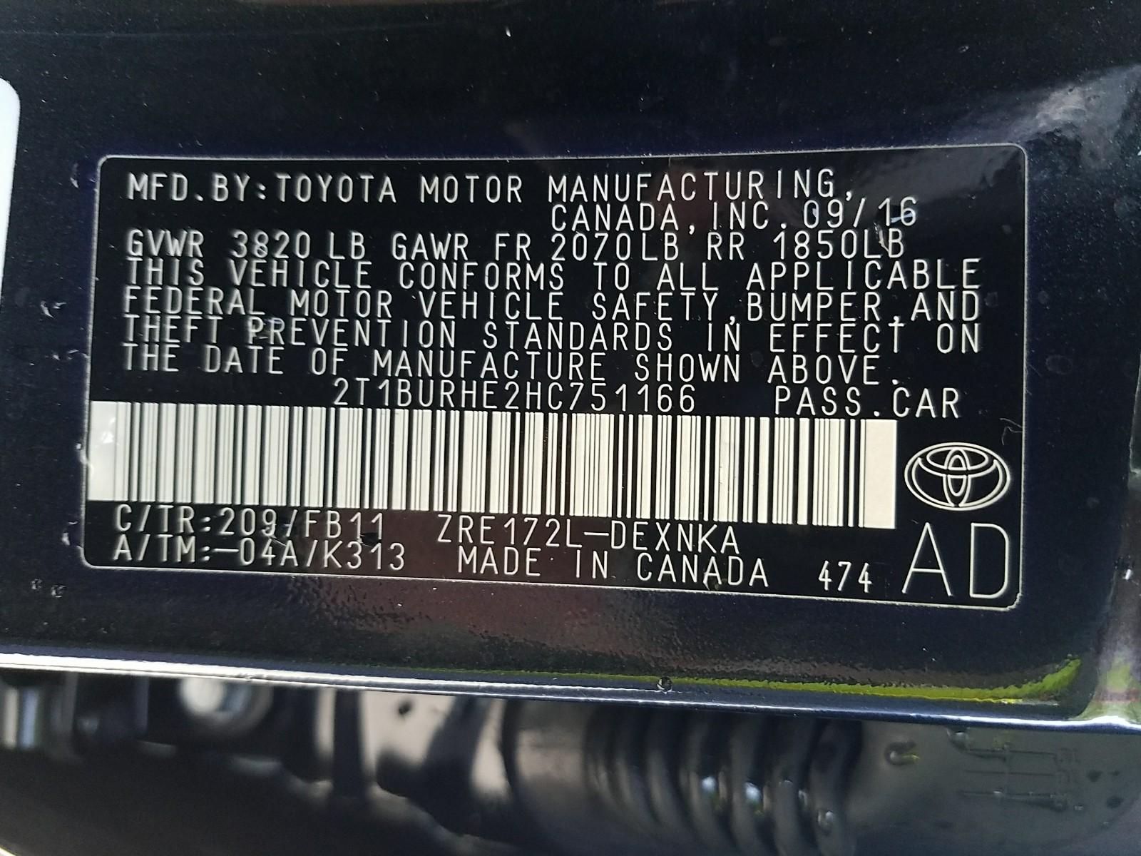 2017 Toyota COROLLA LE