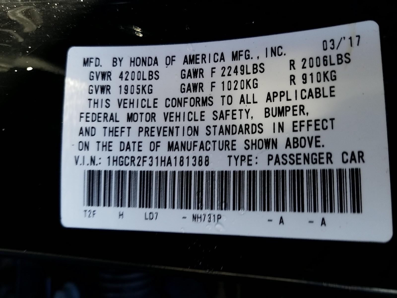 2017 Honda ACCORD 4C LX