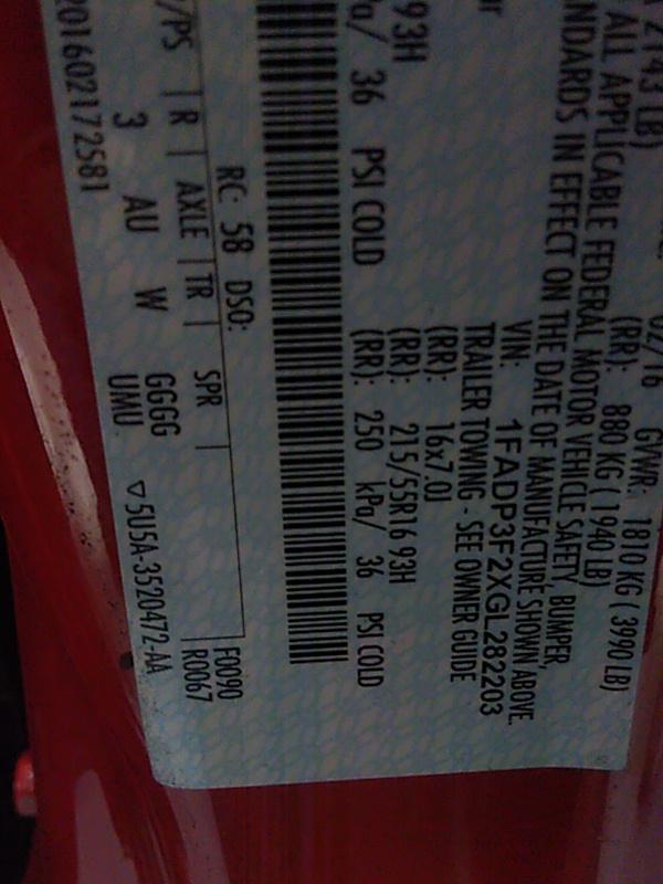 2016 Ford FOCUS FWD 4C SE