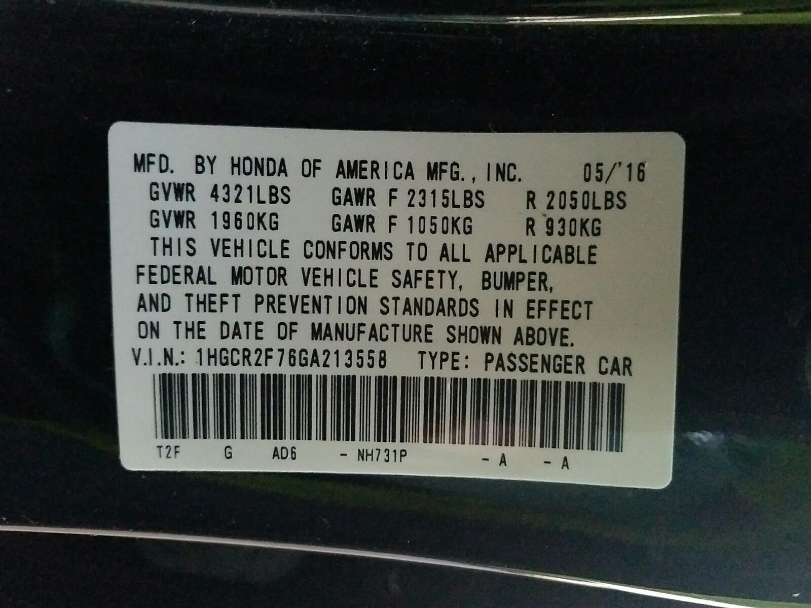 2016 Honda ACCORD 4C EX