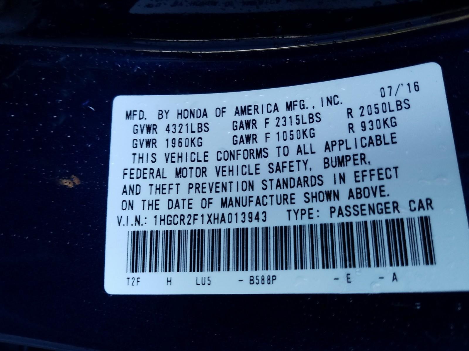 2017 Honda ACCORD 4C SPORT SE