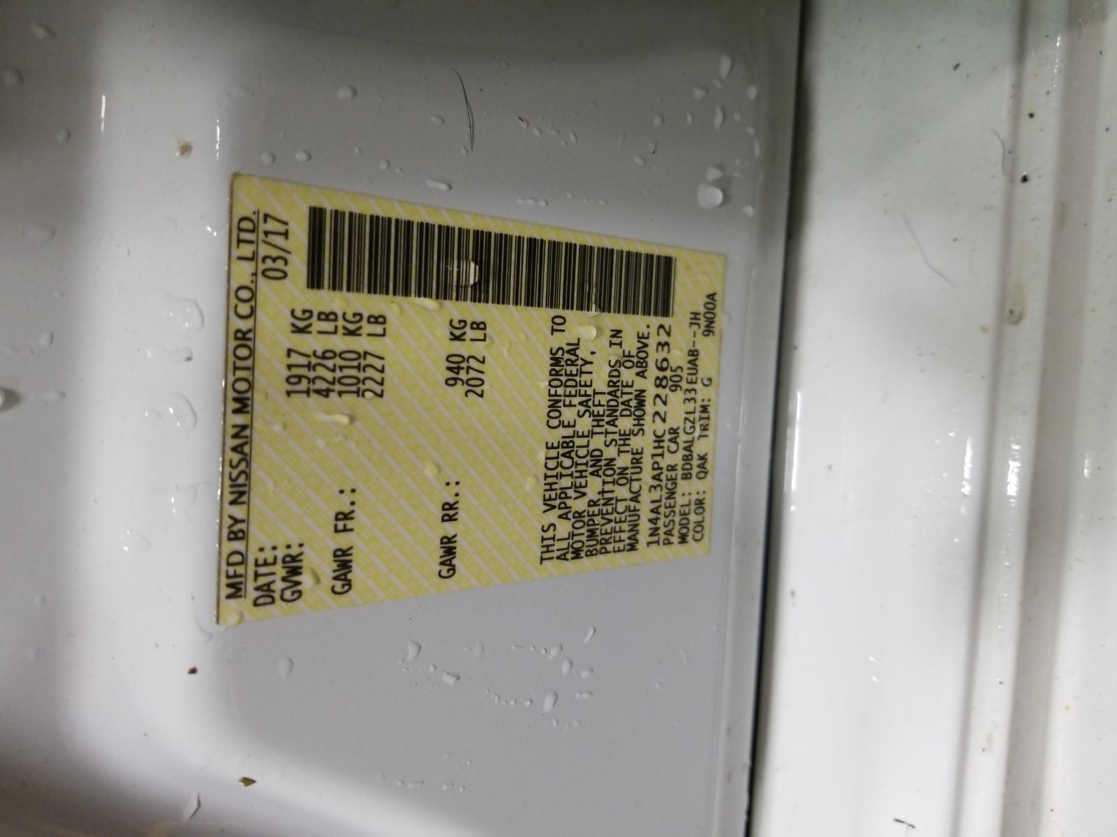 2017 Nissan ALTIMA SEDAN 2. 2.5 S