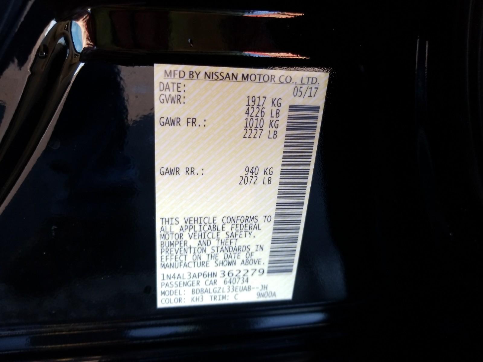 2017 Nissan ALTIMA 4C 2.5 S