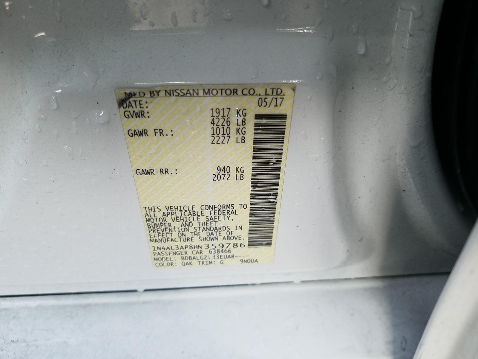 2017 Nissan ALTIMA 4C 2.5 S